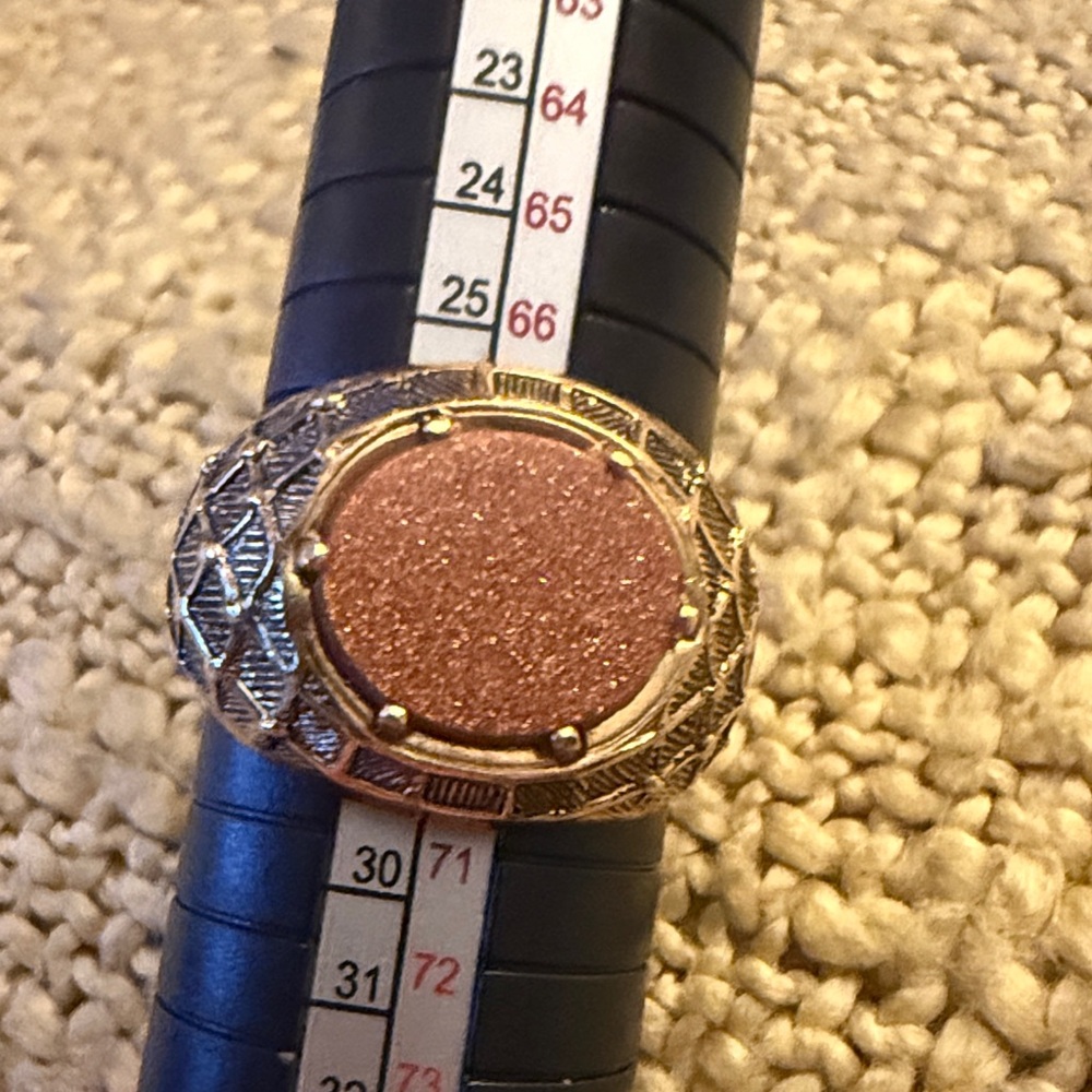 Vintage natural genuine Goldstone and Gold 18k HGE Men's Ring size 12.75 - NOS